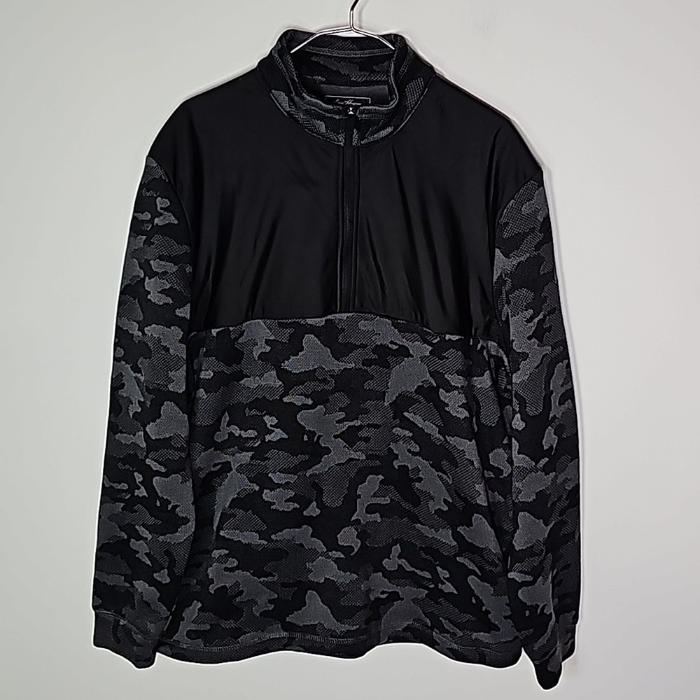 Ben Hogan medium black and gray camo performance pullover long sleeve jacket